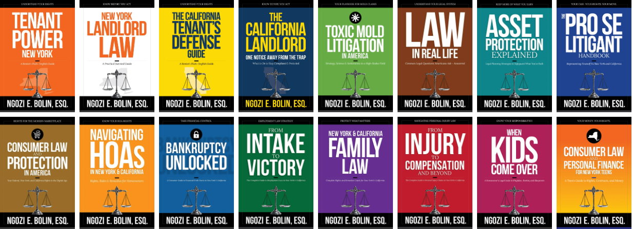Books-16-8x8 Law Made Simple series of 16 legal books by Ngozi E. Bolin, Esq.